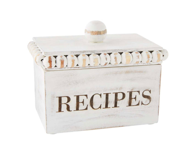 Mud Pie white beaded recipe box