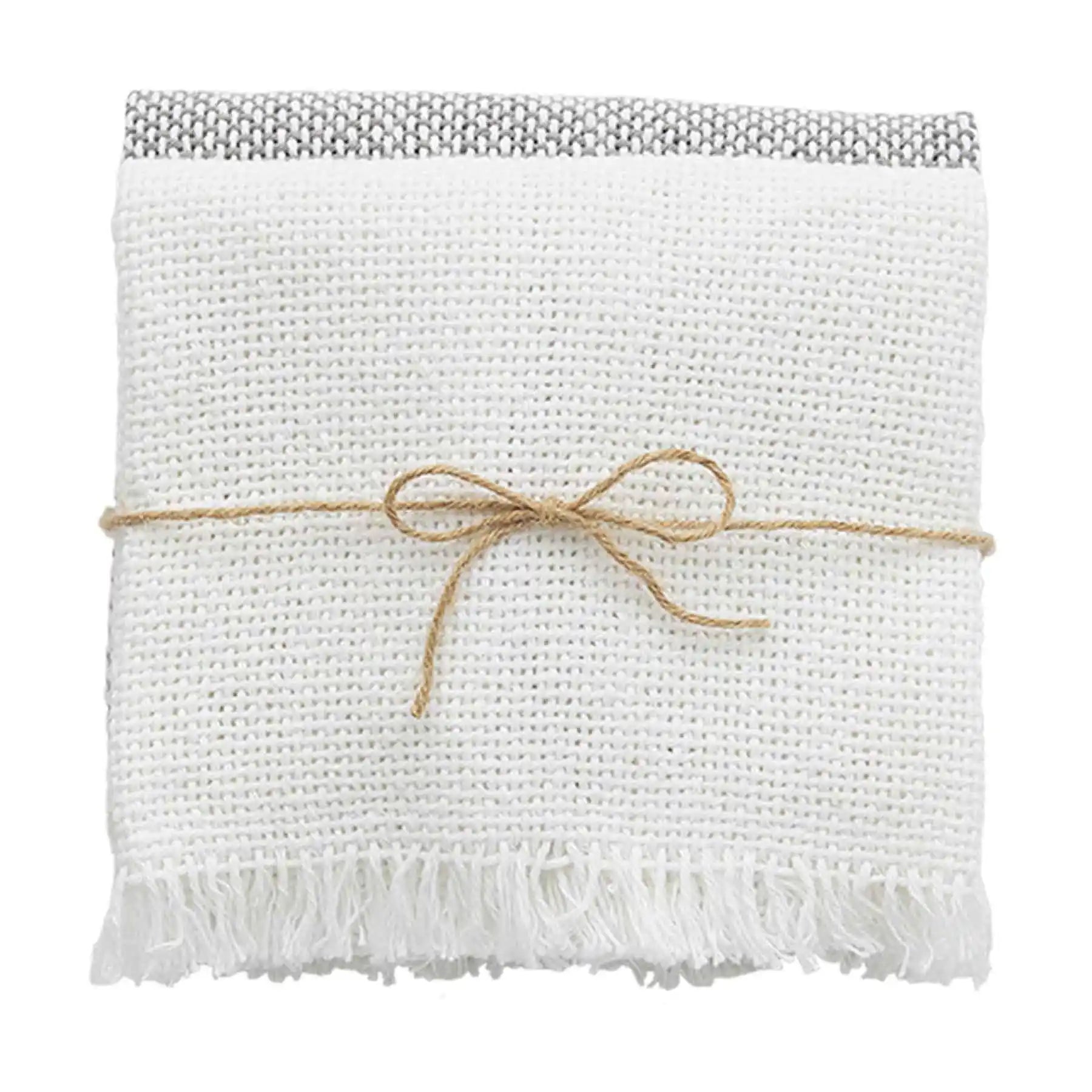 Mud pie white woven hand towels